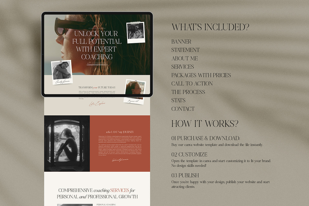 Coaching Canva Website Template, a Websites & App Template by Amaré Creative (Photo 4 of 8)