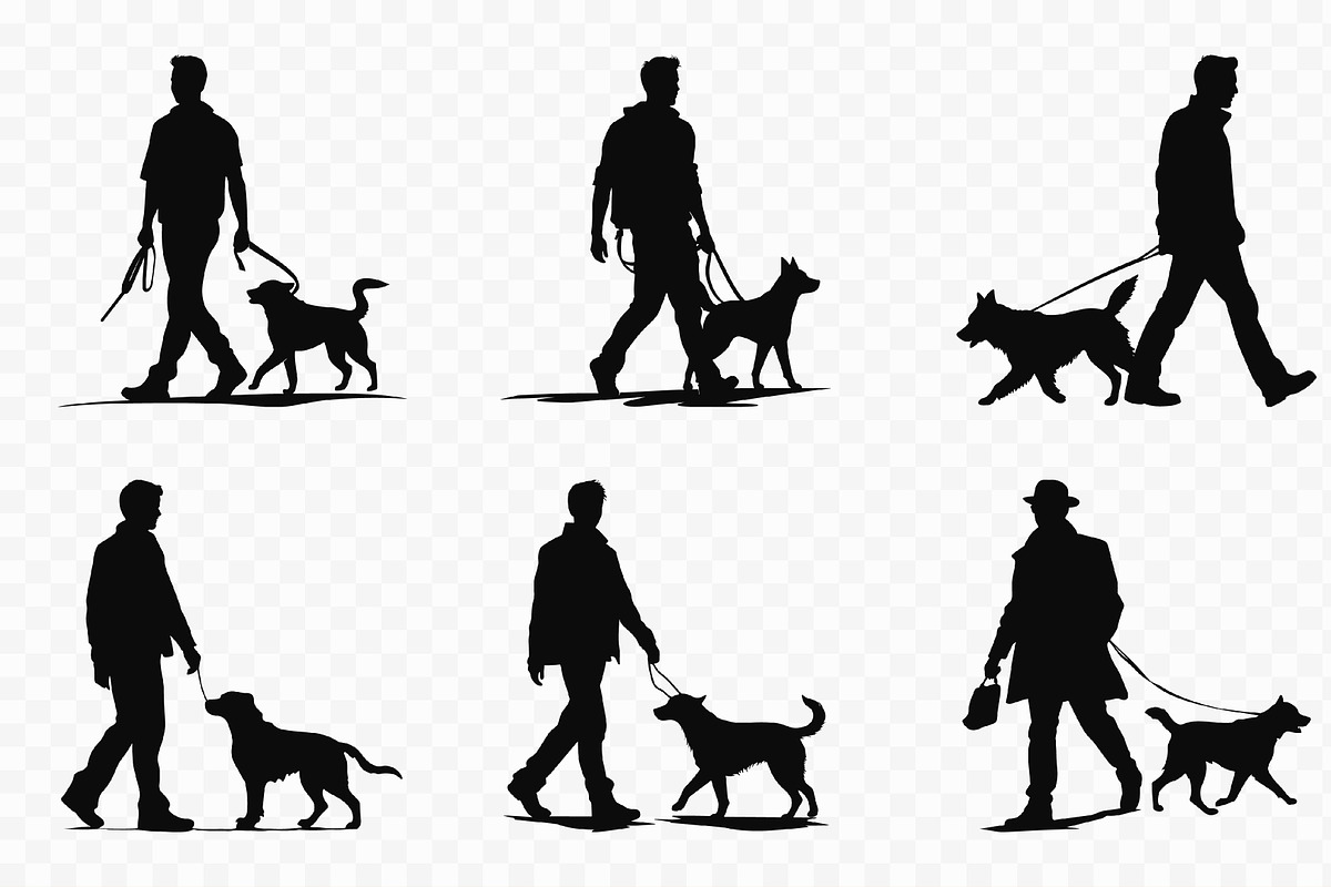 Man Walking with a Dog Silhouettes, an Animal Illustration by Gfx Expert Team (Photo 3 of 3)