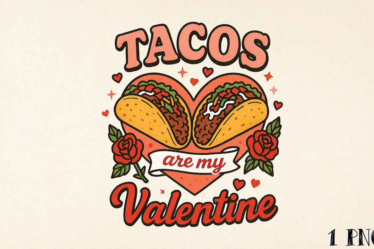 Tacos Are My Valentine Png, an Illustration by DreamPrint404 (Photo 1 of 8)