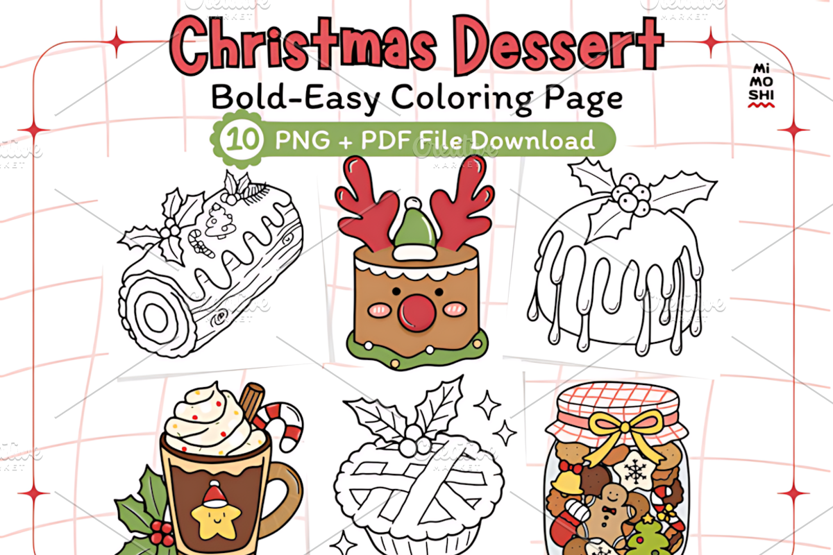 Christmas Dessert BoldEasy Coloring, a Seasonal Illustration by Design Station (Photo 1 of 3)