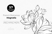 Magnolia Line Art Botanical Vector, a Decorative Illustration by katmonne (Thumbnail 5 of 13)