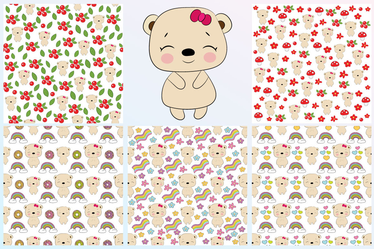 Cute bears - element & pattern, an Animal Illustration by My Sweet Dreams (Photo 2 of 3)