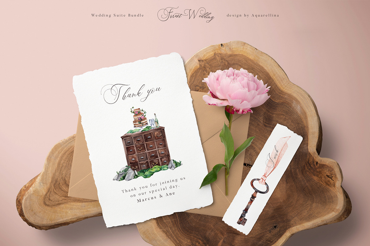 Forest Wedding Suite BUNDLE, an Invitation Template by Aquarellina (Photo 6 of 17)
