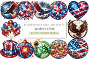 Round Stained Glass 4th of July Clip, an Illustration by DreamArtGraphic (Thumbnail 1 of 4)