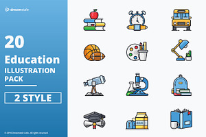 Education vector icons pack, an Outline Icon by Creastale