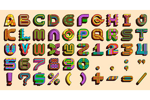 Y2k font, groovy typeface, a Decorative Illustration by Vector Tradition
