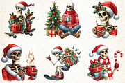 Christmas Skeletons Clipart Bundle, an Illustration by Libby Wishes (Thumbnail 4 of 6)