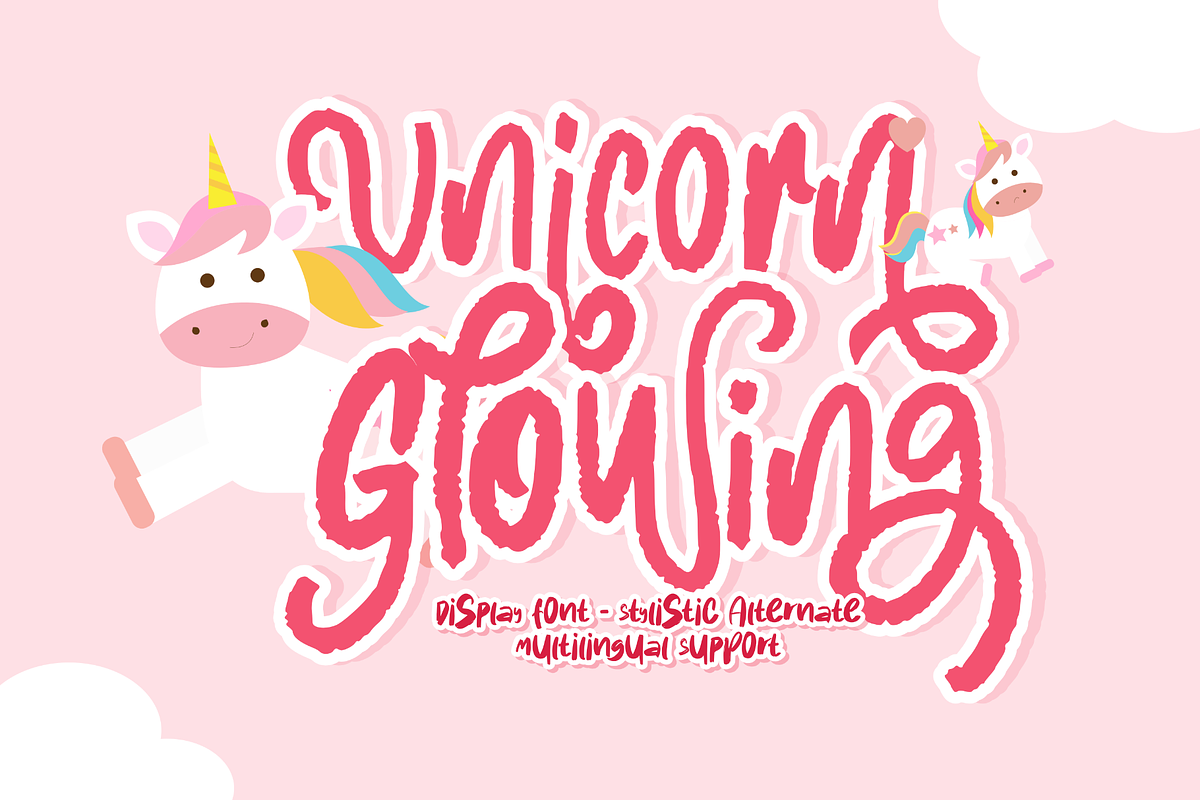 Unicorn Glowing, a Font by Dumadistyle (Photo 1 of 7)
