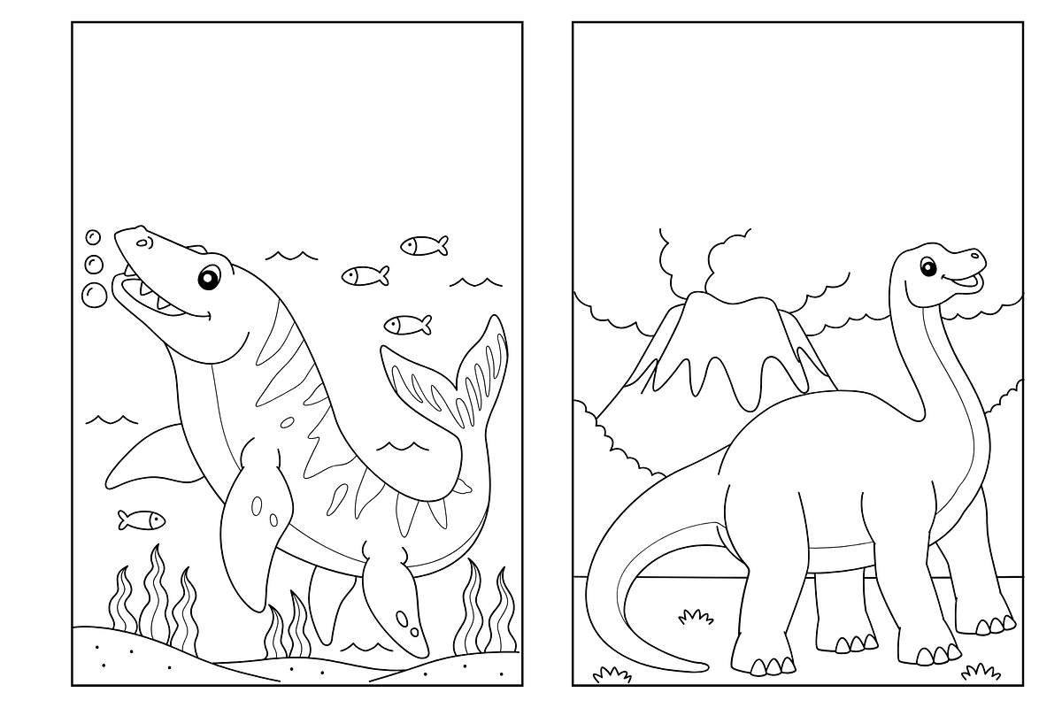 250+ Dinosaur Coloring Pages, an Education Illustration by ThePhoton (Photo 7 of 9)