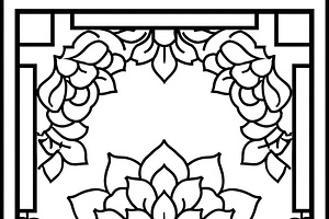 Floral mandala coloring page with symmetrical lotus pattern and, an Illustration by Studio ANNA