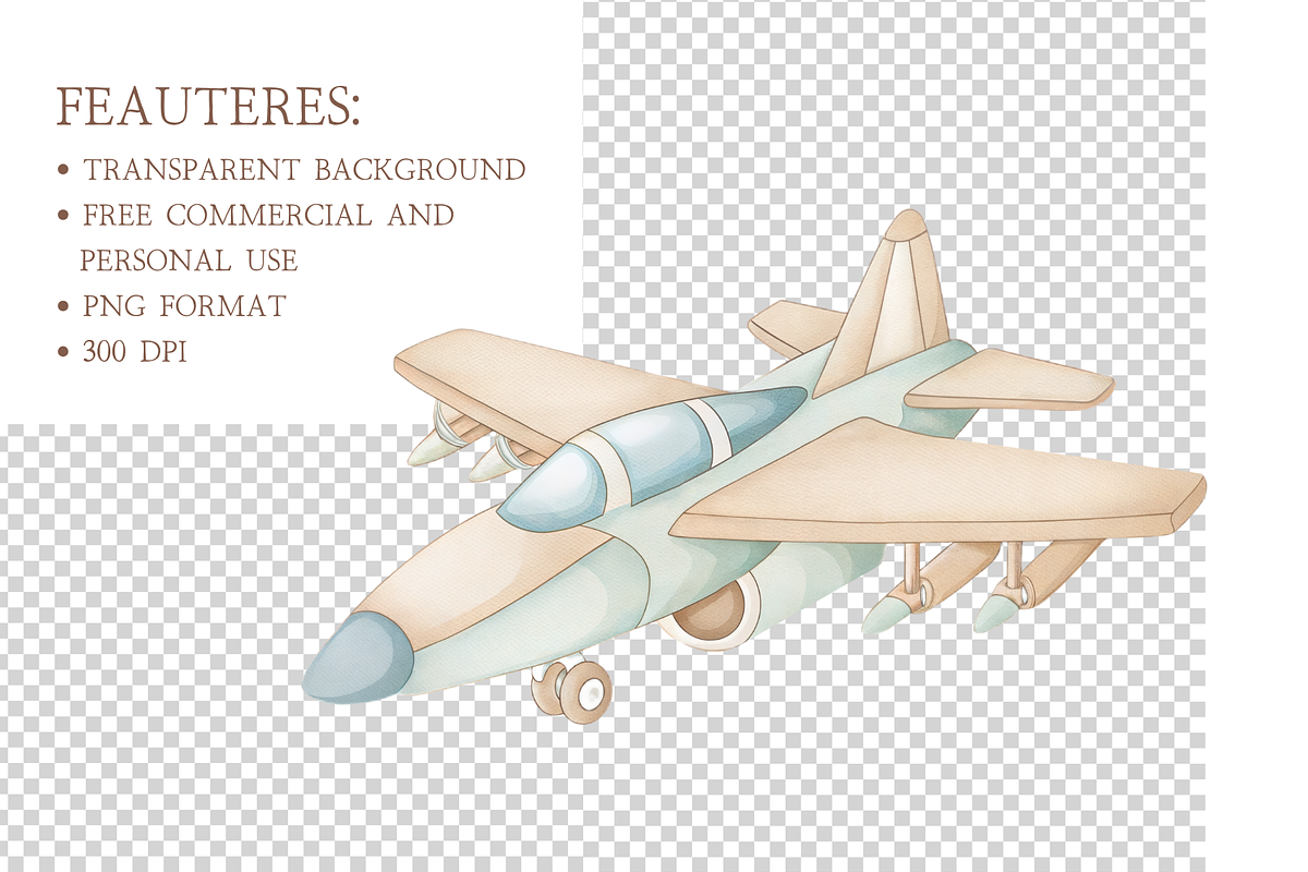 Watercolor Air Transport Clipart, an Illustration by MockupWizard (Photo 4 of 5)