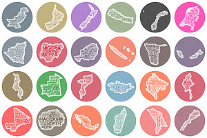 Retro Circular World Countries