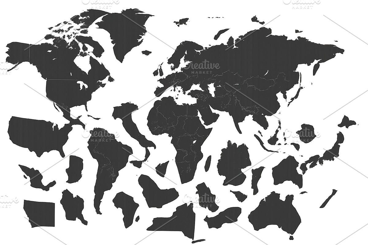 World map silhouette showing, an Illustration by ZinetroN