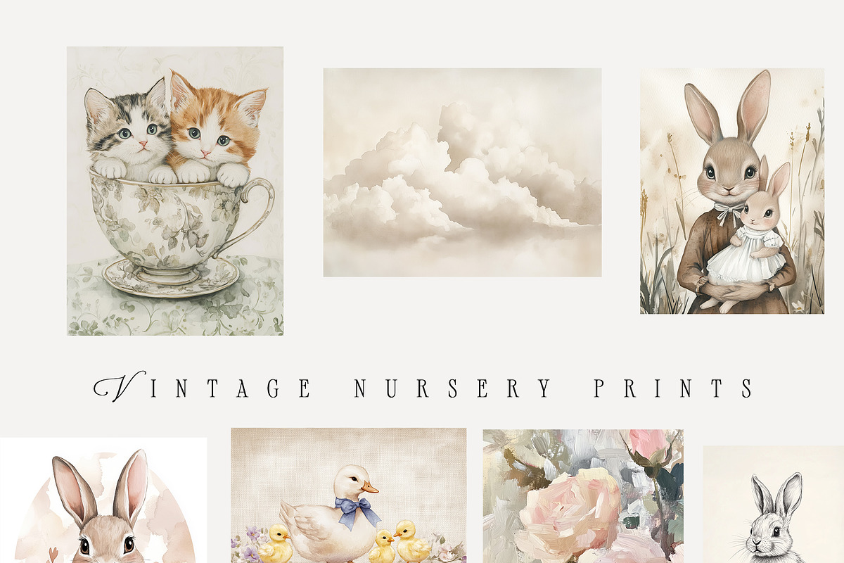 VINTAGE NURSERY PRINTS, a Background Graphic by Lana Elanor (Photo 9 of 9)