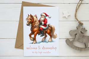 Western Santa Sitting Horse Clipart