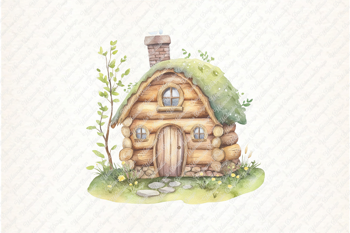 Watercolor Little Wooden House Clipa, an Illustration by Watercolor design (Photo 8 of 12)