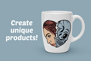 woman face and skull in love shape, a Person Illustration by gunaonedesign (Thumbnail 2 of 4)
