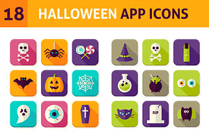 Halloween Vector Flat App Icons