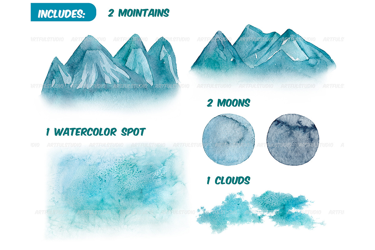 Watercolor winter forest clipart set, an Animal Illustration by ArtfulStudio (Photo 5 of 8)