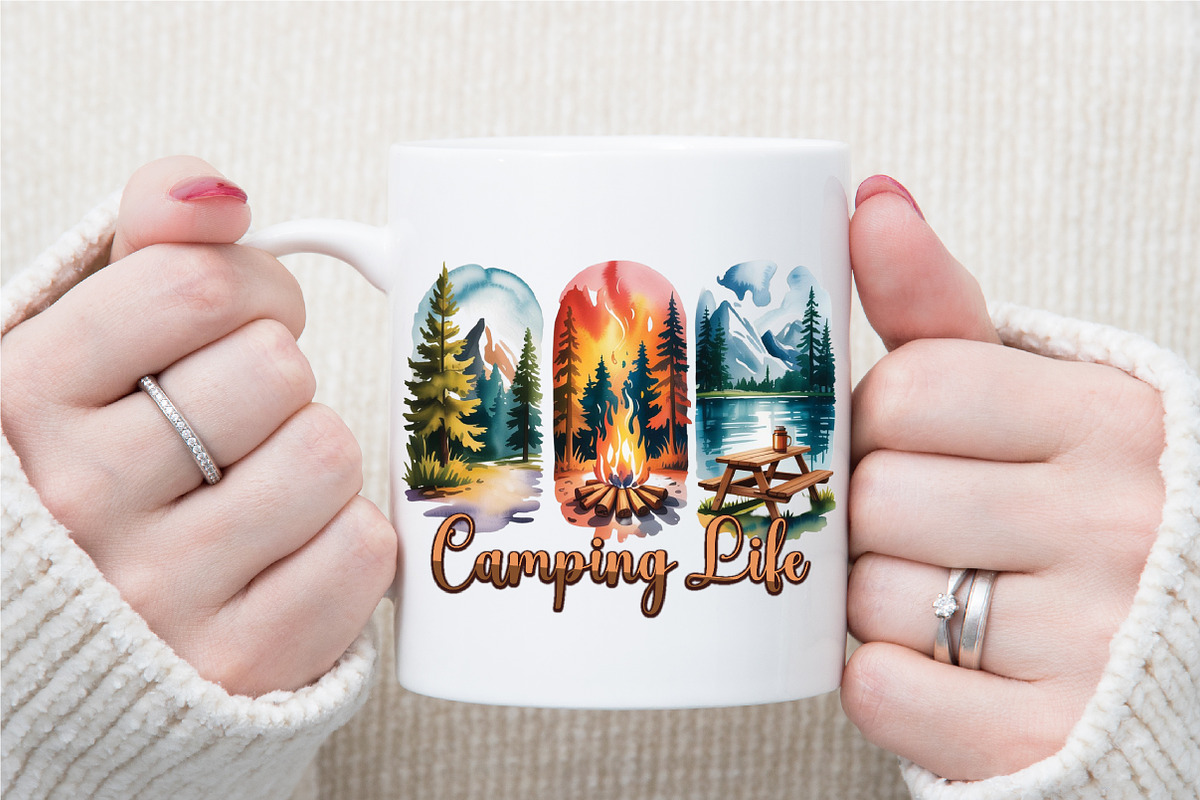 Camping Life Brushstroke Sublimation, an Illustration by Sublimation Artist (Photo 7 of 9)