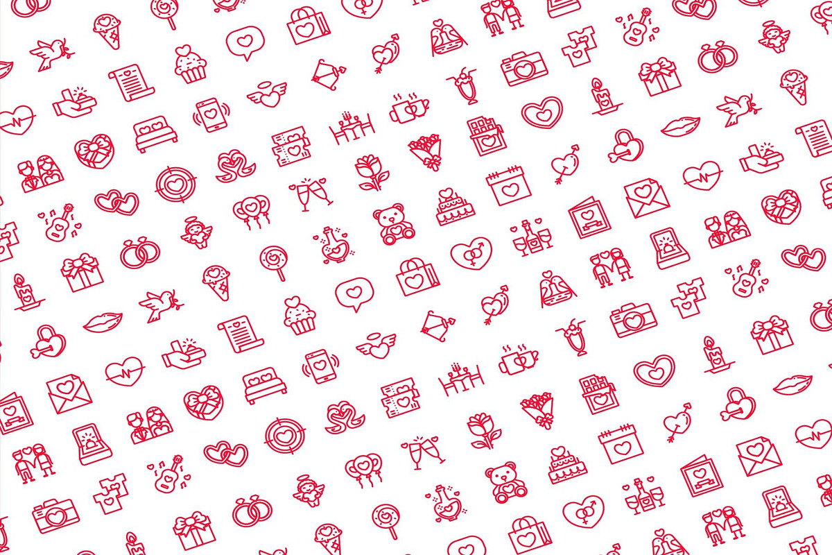 200 Valentine Icons Set, an Emoji Icon by Creative Perspective (Photo 6 of 6)