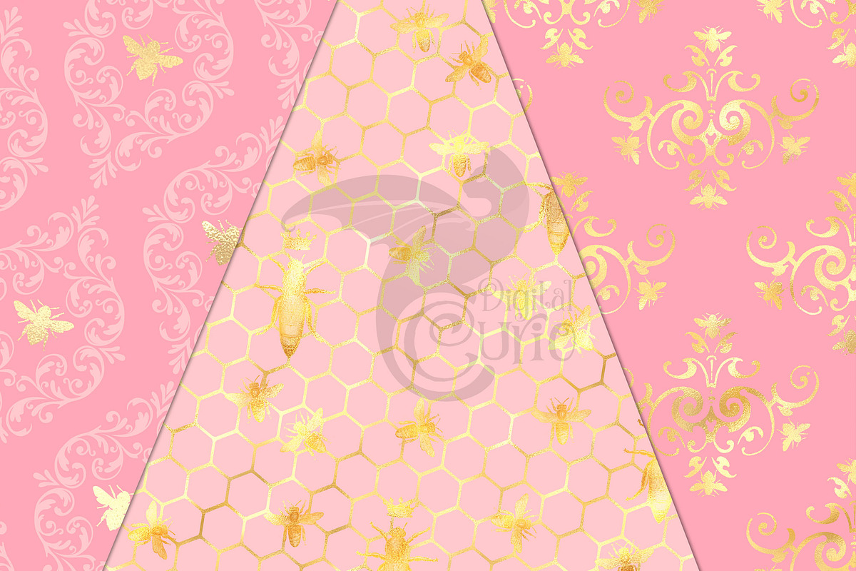 Princess Bee Digital Paper, a Pattern Graphic by Digital Curio