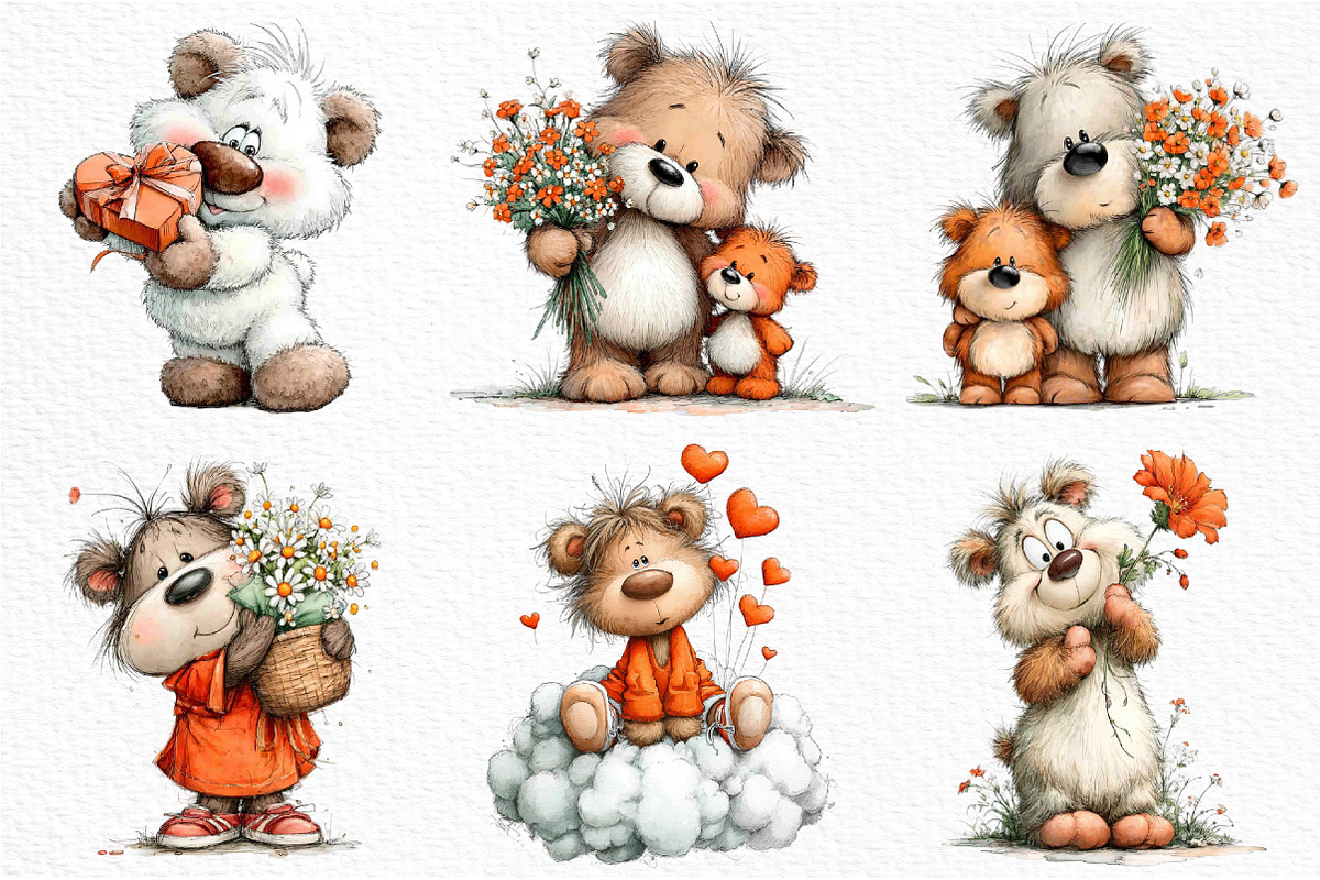 Whimsical Mothers Day Bear Clipart, an Illustration by Craft Nest (Photo 4 of 12)