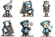 Christmas Teddy Bear Blue Clipart, an Illustration by CraftArtStudio (Thumbnail 5 of 6)