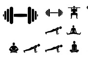 Fitness Workout Silhouette Icon Set, an Illustration by musafir_fashion (Thumbnail 6 of 51)