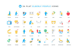 Senior people care health icons, an Object Illustration by Lemberg Vector