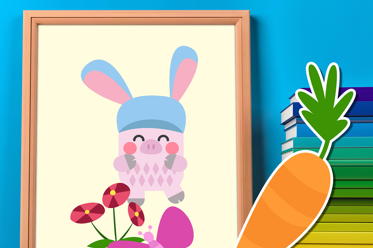 Piggy Easter Digital Clip Art, a Seasonal Illustration by Cozy Cat Design (Photo 4 of 7)