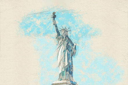 illustration with statue of liberty