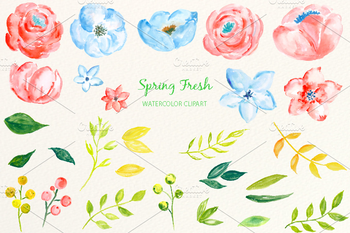 Watercolor Clipart Spring Fresh, an Illustration by Corner Croft (Photo 2 of 3)