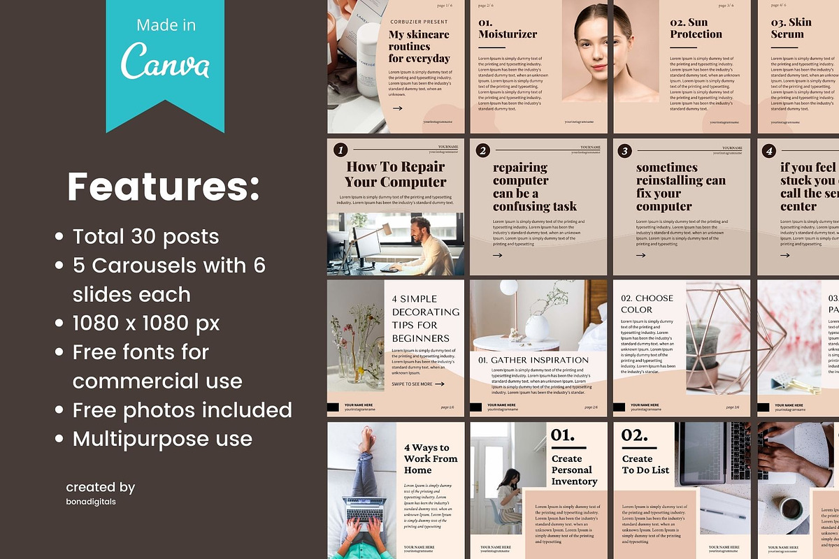 Instagram Carousel Vol. 4 | CANVA, a Social Media Template by bonadigitals (Photo 2 of 7)