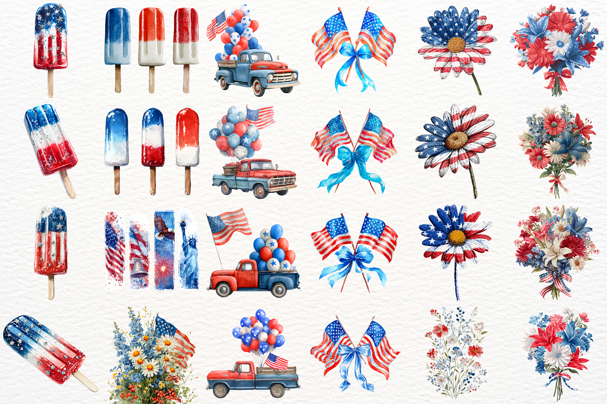 4th of July Clipart Independence Day, a Seasonal Illustration by SugarCloudStudioArt (Photo 3 of 6)