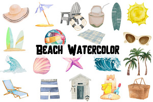 Watercolor Beach Clipart