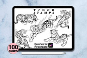 100 procreate tiger stamps, a Brush Add-On by Arts For Peace (Thumbnail 7 of 8)