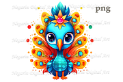 Watercolor Cute Peacock Clipart, an Object Graphic by Negarin Digital Art (Thumbnail 2 of 11)