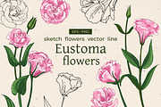 Eustoma flower. Sketch vector line, a Texture Illustration by irina.vaneeva (Thumbnail 1 of 3)