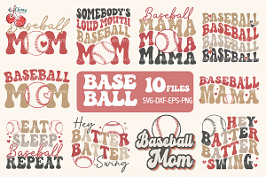 Retro Baseball Bundle 10 Files SVG