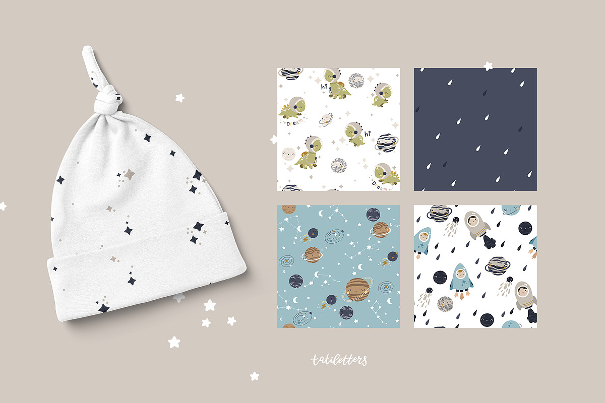 Space time Kids patterns, a Pattern Graphic by tatiletters (Photo 5 of 14)