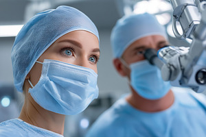 Surgeons performing a medical procedure in a modern operating room, a Health & Medical Photo by AlyaAnd