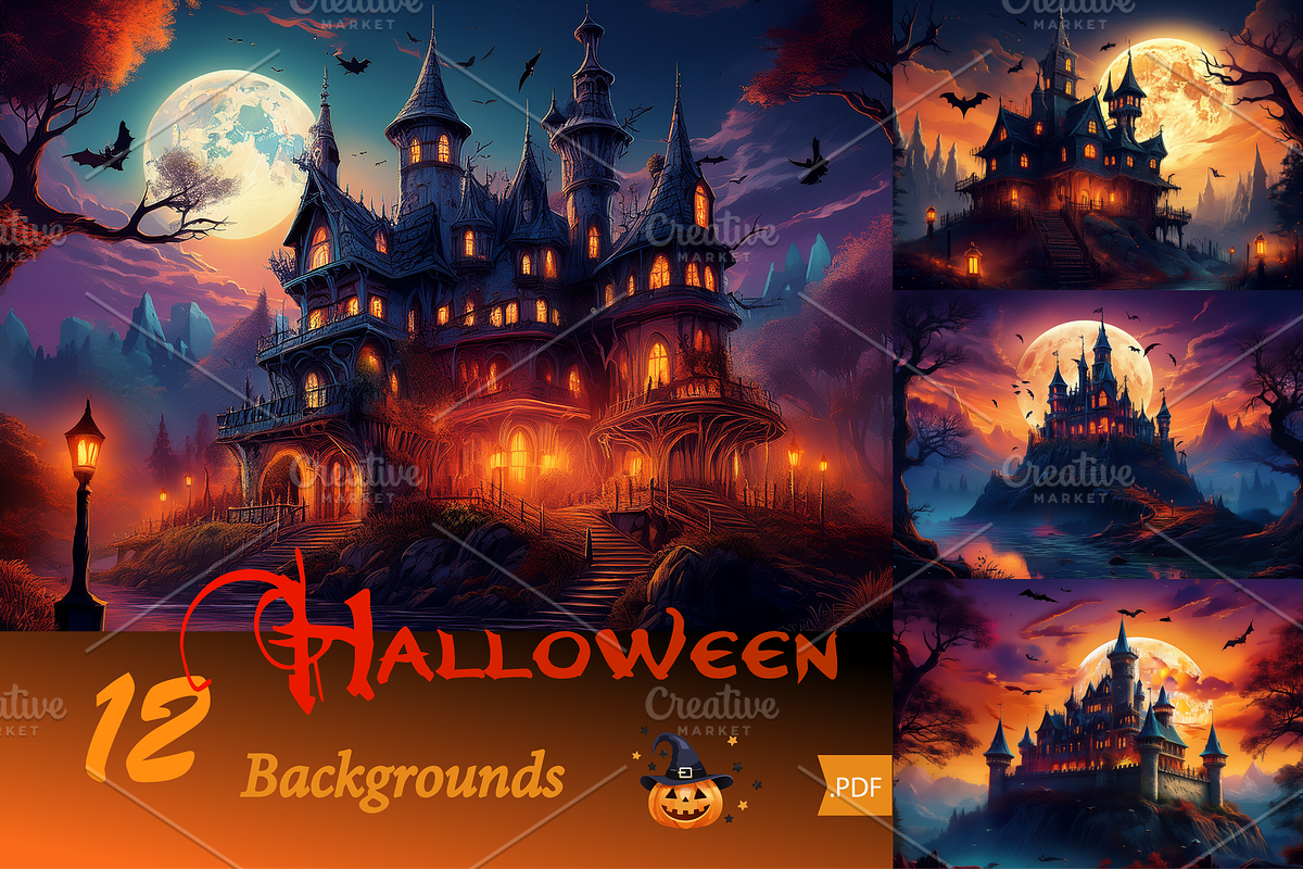 Halloween pumpkin set, backgrounds, an Object Graphic by GraphicRedStudio (Photo 3 of 7)