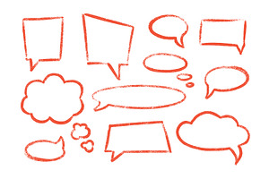 Red chalk speech bubble hand drawn, a Texture Illustration by YuliiaOsadcha