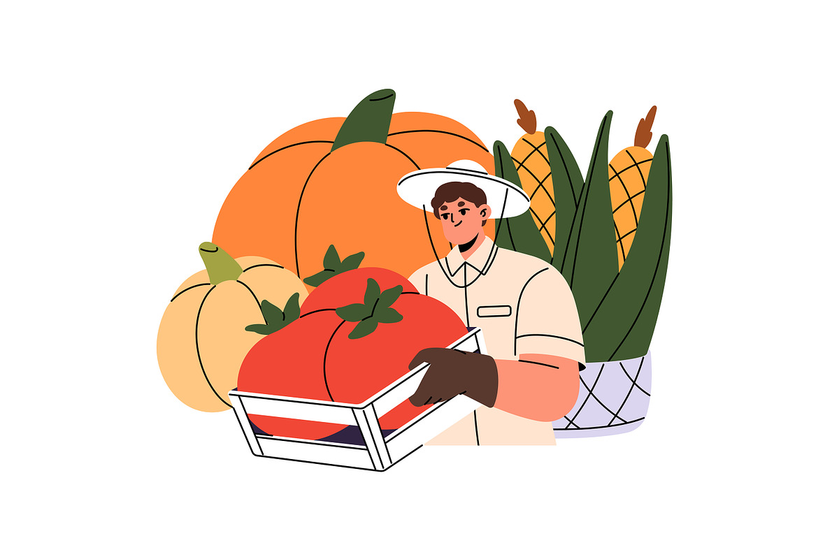 Farmers sell on local market concept, a Food Illustration by PaperTrident (Photo 4 of 7)