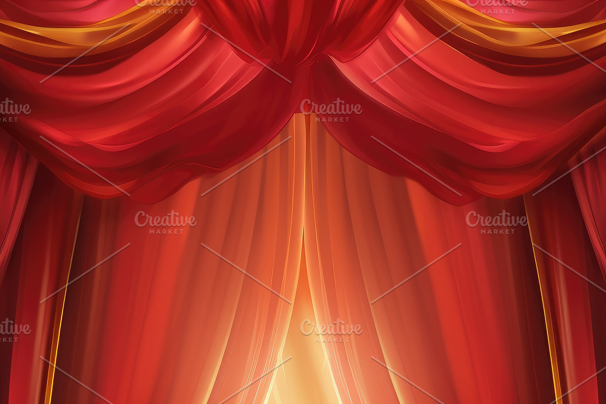 Red Golden Curtain Stage background, a Background Graphic by Virgo Studio