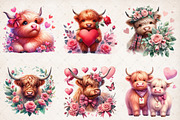 Highland Cow Valentine's Day PNG, an Illustration by SinaCreation (Thumbnail 3 of 5)