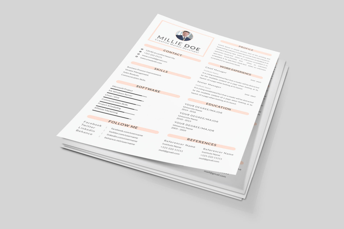 Resume Template and Cover Letter, a Resume Template by designvillage (Photo 3 of 13)