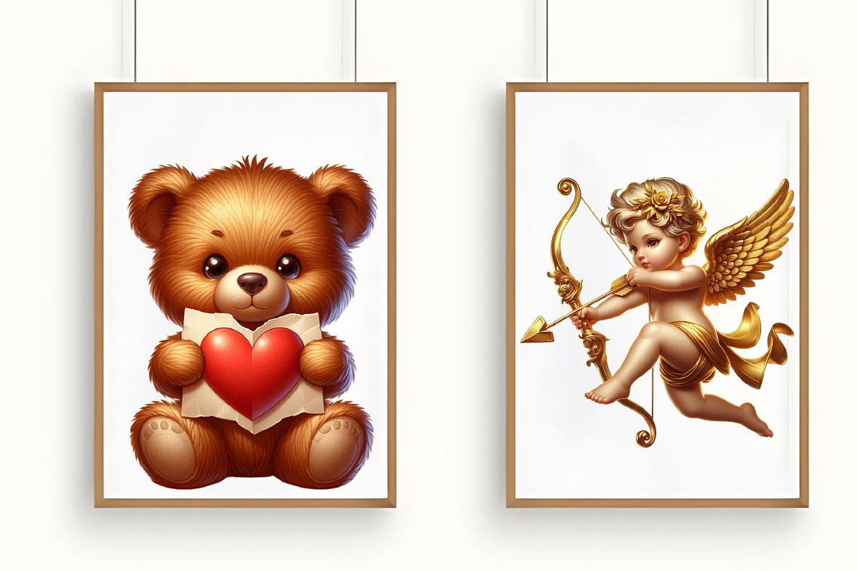 Vintage Valentine Clipart Retro png, an Illustration by RobertsArt (Photo 2 of 7)