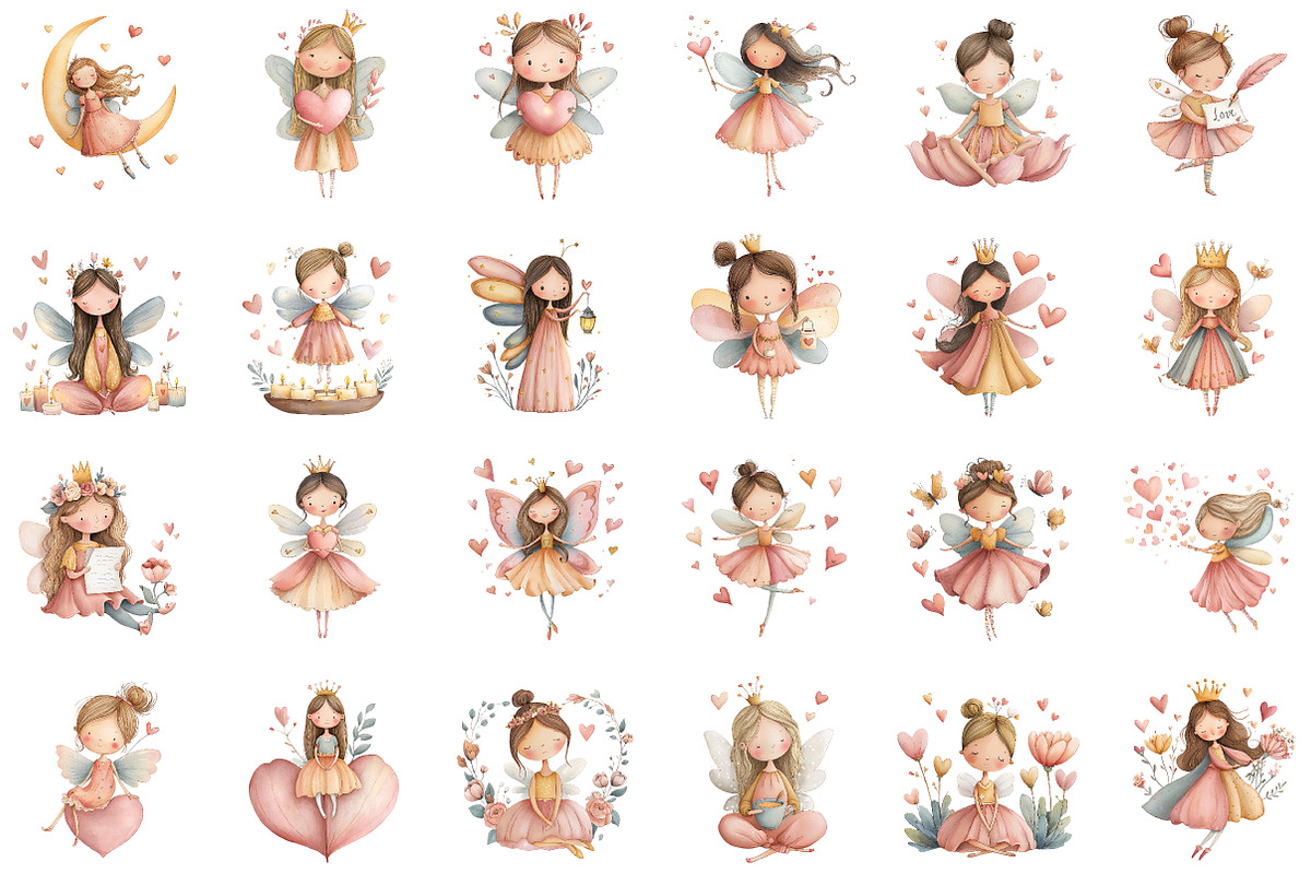 Watercolor Fairy Valentine's PNG Cli, an Illustration by Sublimation Artist (Photo 2 of 6)